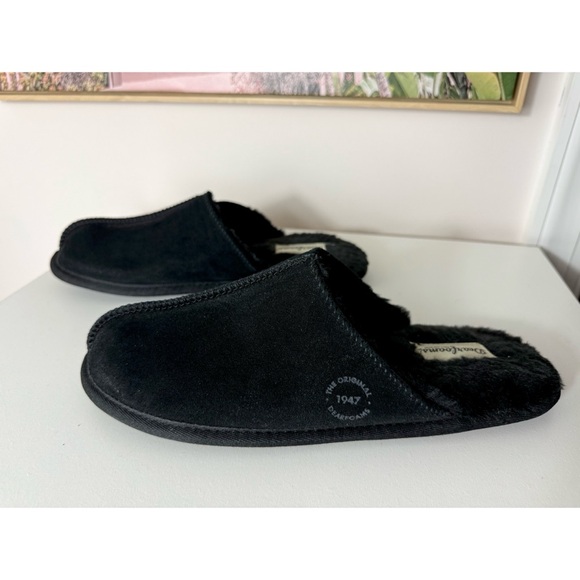 Dearfoams Black Genuine Suede Leather Men's Kirk Scuffs Slip On Slippers Size 10 - Picture 1 of 5